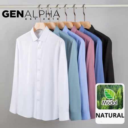 Áo Sơ Mi Nam Trơn Tay Dài GEN ALPHA cổ Đức, vải chéo mềm mịn hạn chế nhăn, nhiều màu, dễ mặc