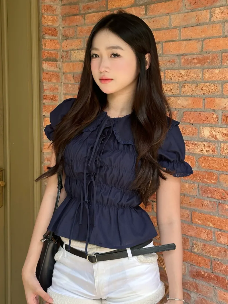 Áo Babydoll Nữ Kiểu Xinh Thân Nhún Công Chúa Tiểu Thư Tay Ngắn Mùa Hè Kimee - KA468