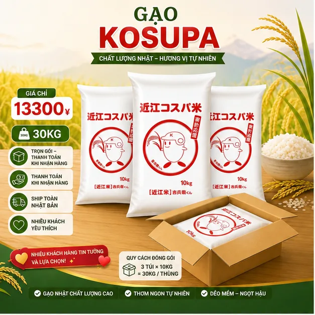 Gạo Nhật Cao Cấp Kosupa (Thùng 30kg)